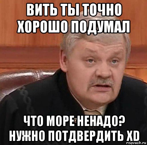 вить ты точно хорошо подумал что море ненадо? нужно потдвердить хd, Мем Судья