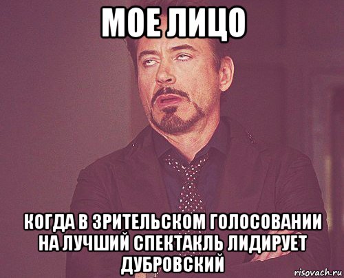 мое лицо когда в зрительском голосовании на лучший спектакль лидирует дубровский, Мем твое выражение лица