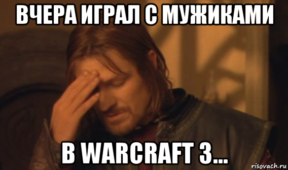 вчера играл с мужиками в warcraft 3..., Мем Закрывает лицо