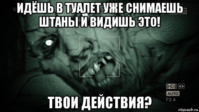 идёшь в туалет уже снимаешь штаны и видишь это! твои действия?, Мем Аутласт