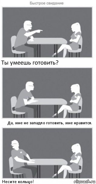 Ты умеешь готовить? Да, мне не западло готовить, мне нравится. Несите кольцо!