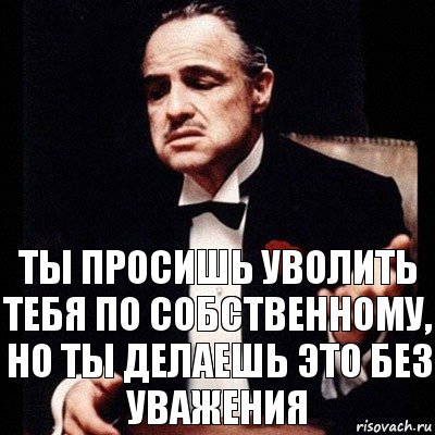 ты просишь уволить тебя по собственному, но ты делаешь это без уважения