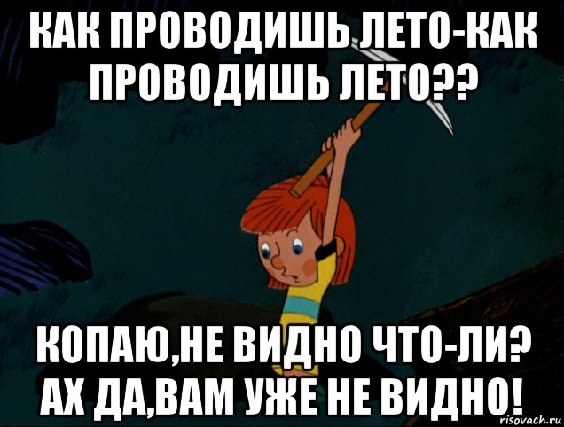 как проводишь лето-как проводишь лето?? копаю,не видно что-ли? ах да,вам уже не видно!, Мем  Дядя Фёдор копает клад