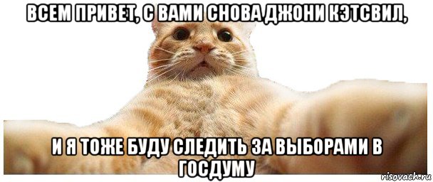 всем привет, с вами снова джони кэтсвил, и я тоже буду следить за выборами в госдуму, Мем   Кэтсвилл