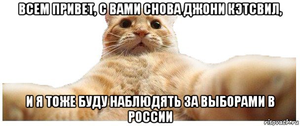 всем привет, с вами снова джони кэтсвил, и я тоже буду наблюдять за выборами в россии, Мем   Кэтсвилл