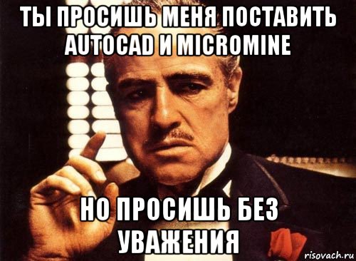 ты просишь меня поставить autocad и micromine но просишь без уважения, Мем крестный отец