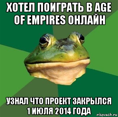 хотел поиграть в age of empires онлайн узнал что проект закрылся 1 июля 2014 года, Мем  Мерзкая жаба