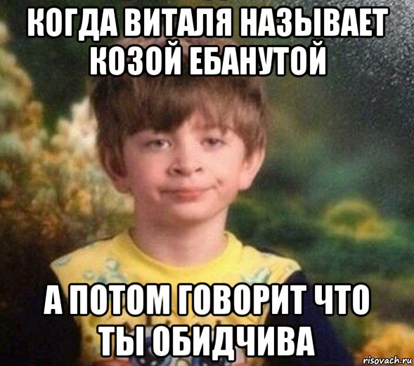 когда виталя называет козой ебанутой а потом говорит что ты обидчива, Мем Недовольный пацан