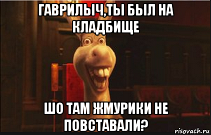 гаврилыч,ты был на кладбище шо там жмурики не повставали?, Мем Осел из Шрека