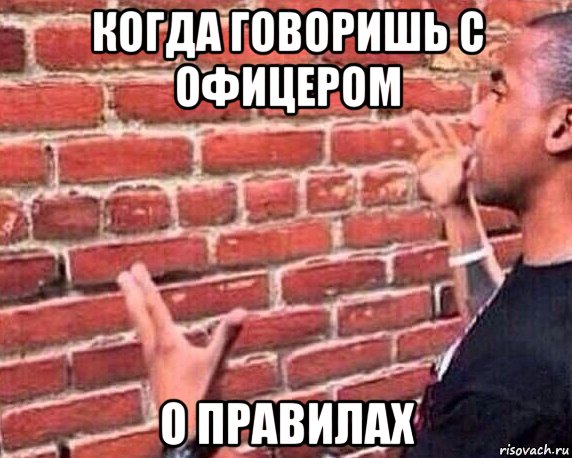 когда говоришь с офицером о правилах, Мем разговор со стеной