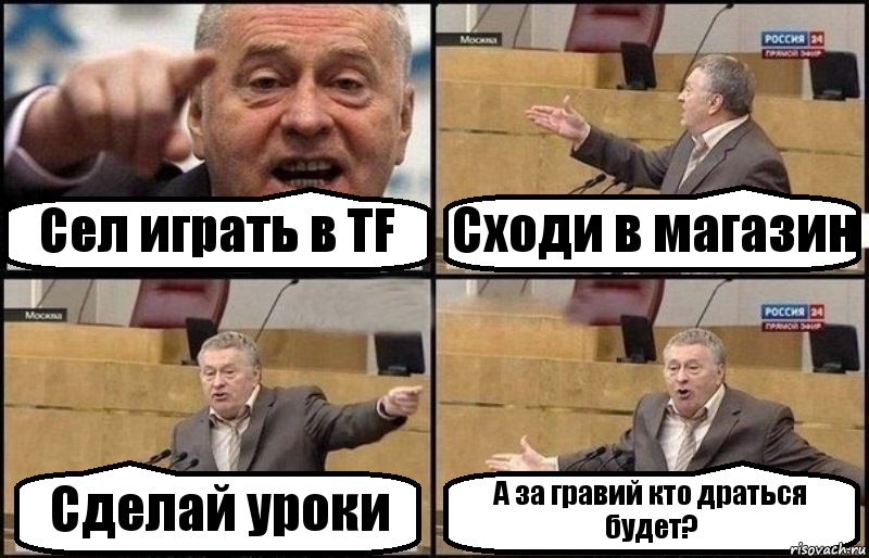 Сел играть в TF Сходи в магазин Сделай уроки А за гравий кто драться будет?, Комикс Жириновский