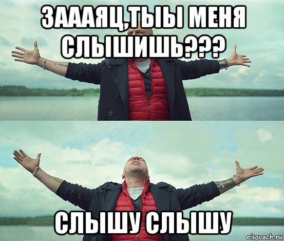 заааяц,тыы меня слышишь??? слышу слышу, Мем Безлимитище