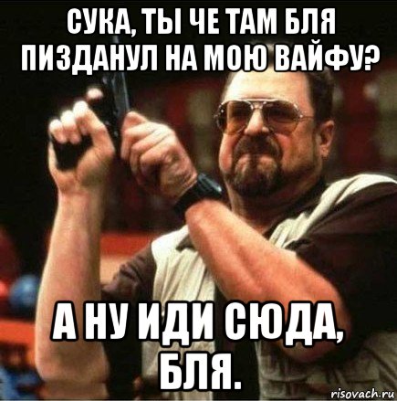 сука, ты че там бля пизданул на мою вайфу? а ну иди сюда, бля.