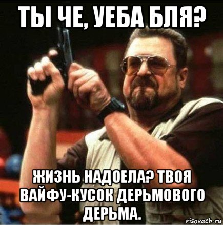 ты че, уеба бля? жизнь надоела? твоя вайфу-кусок дерьмового дерьма., Мем Большой Лебовски