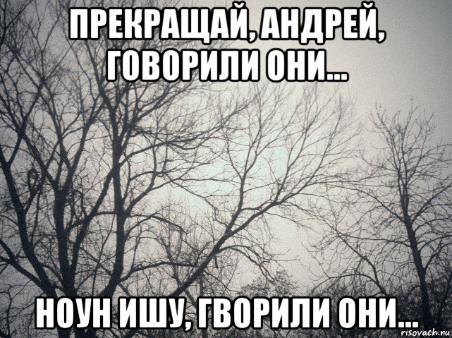 прекращай, андрей, говорили они... ноун ишу, гворили они..., Мем  будет весело говорили они