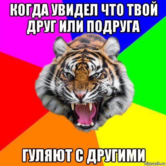 когда увидел что твой друг или подруга гуляют с другими, Мем  ДЕРЗКИЙ ТИГР