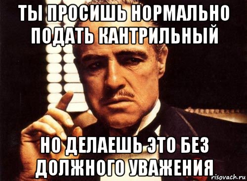 ты просишь нормально подать кантрильный но делаешь это без должного уважения, Мем крестный отец