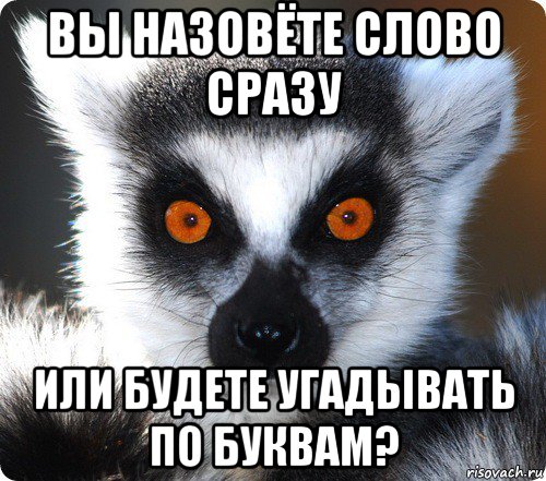 вы назовёте слово сразу или будете угадывать по буквам?, Мем лемур