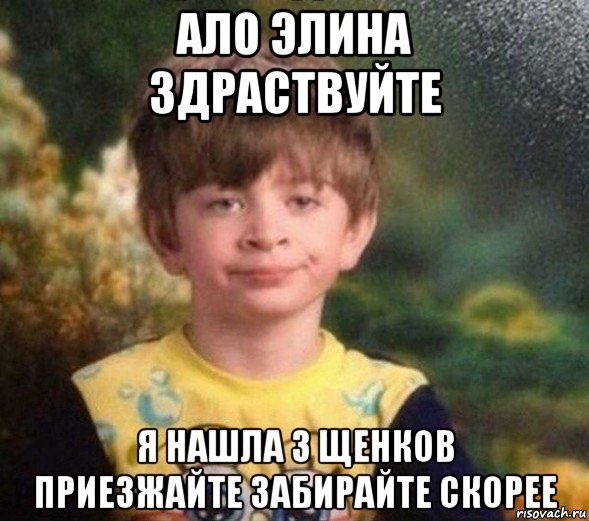 ало элина здраствуйте я нашла 3 щенков приезжайте забирайте скорее, Мем Недовольный пацан