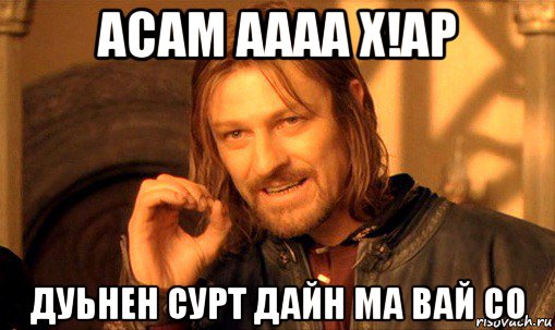 асам аааа х!ар дуьнен сурт дайн ма вай со, Мем Нельзя просто так взять и (Боромир мем)