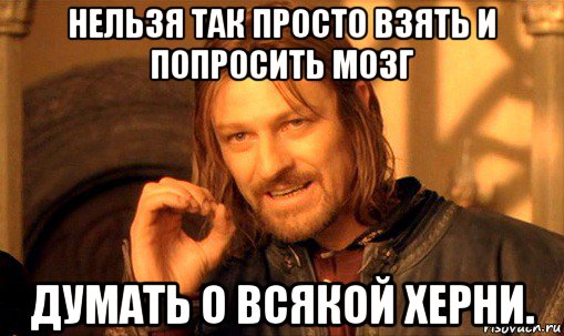 нельзя так просто взять и попросить мозг думать о всякой херни., Мем Нельзя просто так взять и (Боромир мем)