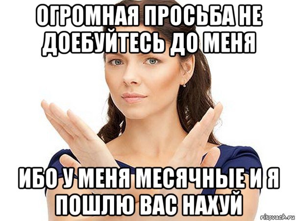 огромная просьба не доебуйтесь до меня ибо у меня месячные и я пошлю вас нахуй, Мем Огромная просьба