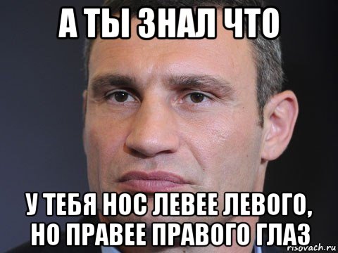 а ты знал что у тебя нос левее левого, но правее правого глаз, Мем Типичный Кличко