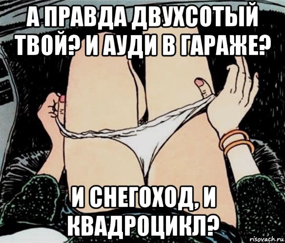 а правда двухсотый твой? и ауди в гараже? и снегоход, и квадроцикл?, Мем А ты точно