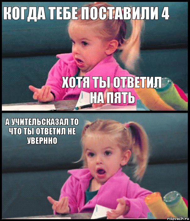 Когда тебе поставили 4 Хотя ты ответил на пять А учительсказал то что ты ответил не увернно , Комикс  Возмущающаяся девочка