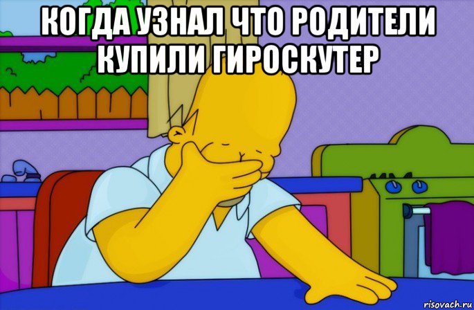 когда узнал что родители купили гироскутер , Мем Homer simpson facepalm