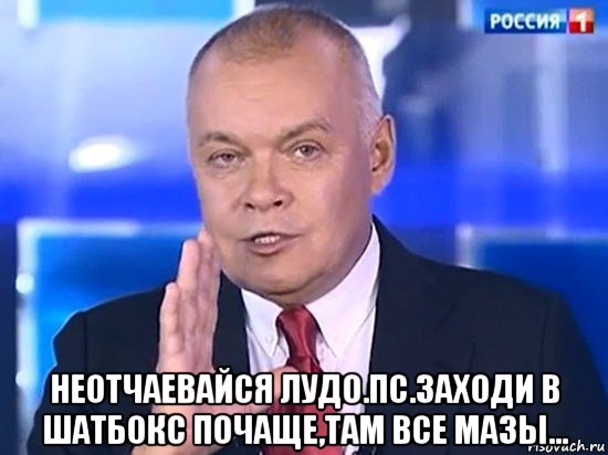  неотчаевайся лудо.пс.заходи в шатбокс почаще,там все мазы..., Мем Киселёв 2014