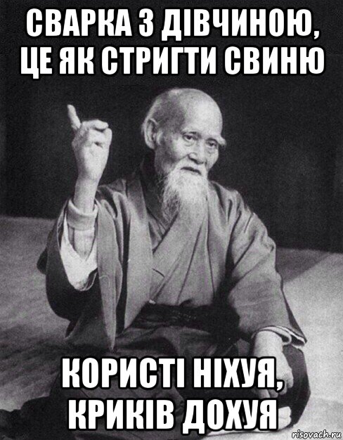 сварка з дівчиною, це як стригти свиню користі ніхуя, криків дохуя, Мем Монах-мудрец (сэнсей)
