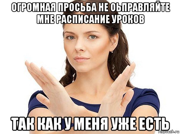 огромная просьба не оьправляйте мне расписание уроков так как у меня уже есть, Мем Огромная просьба