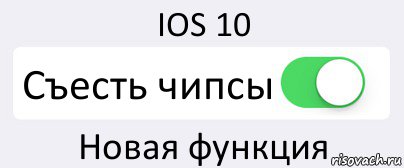 IOS 10 Съесть чипсы Новая функция, Комикс Переключатель