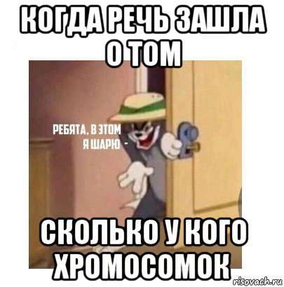 когда речь зашла о том сколько у кого хромосомок, Мем Ребята я в этом шарю