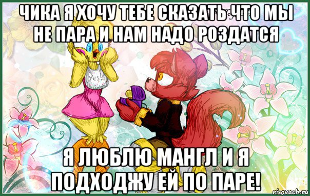 Чика говори. Чика и Фокси мемы. Чика ненавидит Мангл. Фокси и чика не пара. Той чика я люблю тебя.
