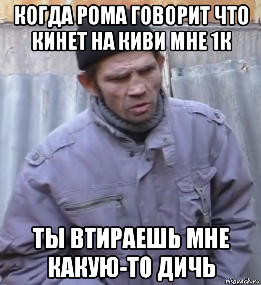 когда рома говорит что кинет на киви мне 1к ты втираешь мне какую-то дичь, Мем  Ты втираешь мне какую то дичь