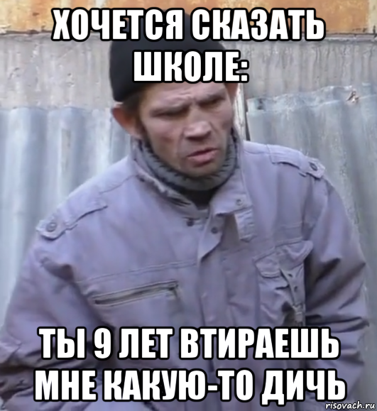 хочется сказать школе: ты 9 лет втираешь мне какую-то дичь, Мем  Ты втираешь мне какую то дичь