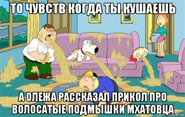 то чувств когда ты кушаешь а олежа рассказал прикол про волосатые подмышки мхатовца, Мем Гриффины блюют