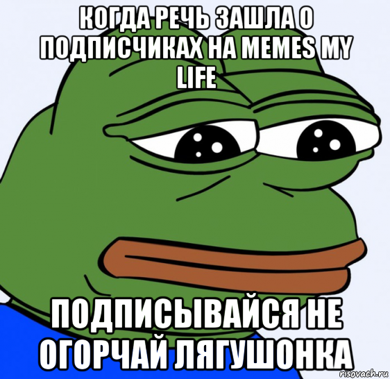 когда речь зашла о подписчиках на memes my life подписывайся не огорчай лягушонка