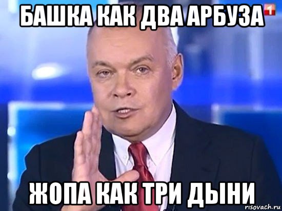 башка как два арбуза жопа как три дыни, Мем Киселёв 2014