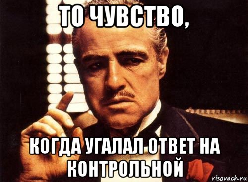 то чувство, когда угалал ответ на контрольной, Мем крестный отец