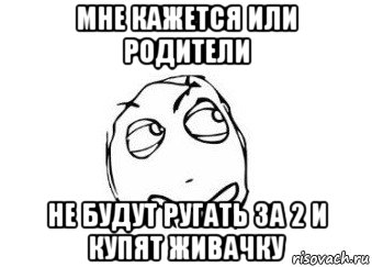 мне кажется или родители не будут ругать за 2 и купят живачку, Мем Мне кажется или