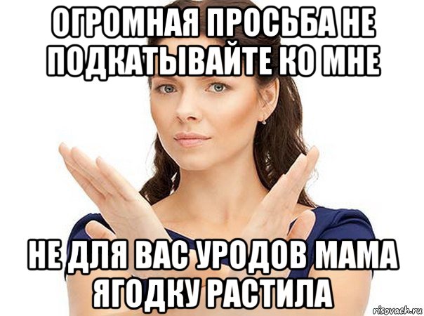 огромная просьба не подкатывайте ко мне не для вас уродов мама ягодку растила, Мем Огромная просьба