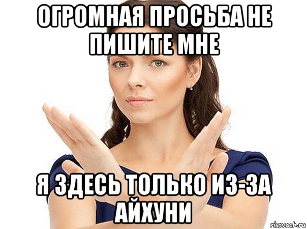 огромная просьба не пишите мне я здесь только из-за айхуни, Мем Огромная просьба