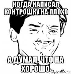 когда написал контрошку на плохо а думал, что на хорошо, Мем    питер паркер сморщен