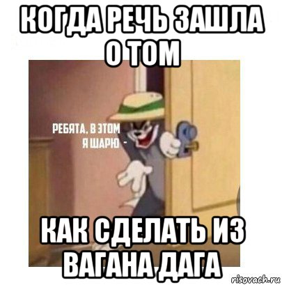 когда речь зашла о том как сделать из вагана дага, Мем Ребята я в этом шарю