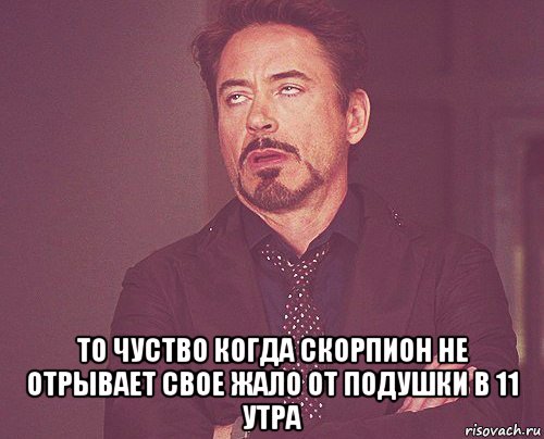  то чуство когда скорпион не отрывает свое жало от подушки в 11 утра, Мем твое выражение лица