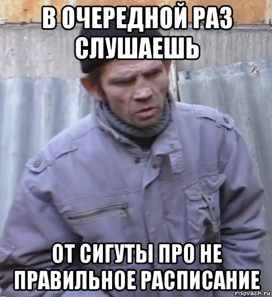 в очередной раз слушаешь от сигуты про не правильное расписание, Мем  Ты втираешь мне какую то дичь