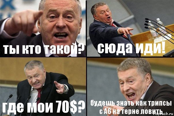 ты кто такой? сюда иди! где мои 70$? будешь знать как трипсы с А6 на терне ловить, Комикс Жирик